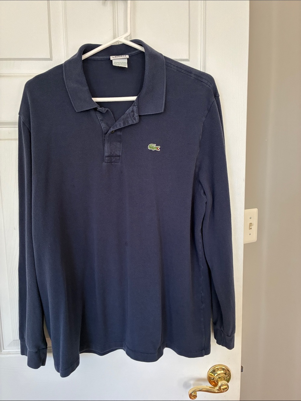 Lacoste France XXL size 7 2X Long Sleeve Polo in Navy with Green 🐊